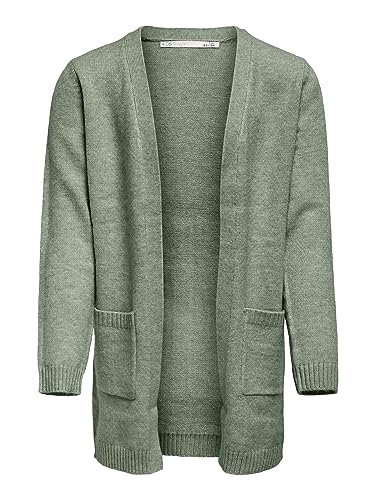 ONLY Kids Mädchen Strickjacke KOGLESLY L/S Open Cardigan KNT NOOS (as3, Numeric, Numeric_164, Regular, Basil, 164) von ONLY