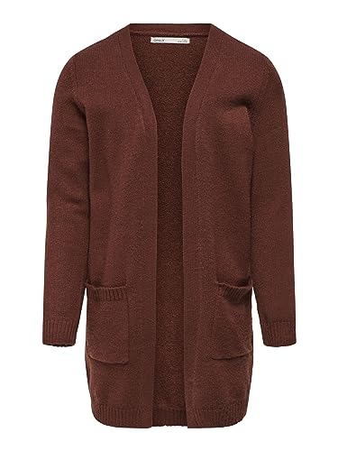 ONLY Kids Mädchen Strickjacke KOGLESLY L/S Open Cardigan KNT NOOS (as3, Numeric, Numeric_164, Regular, Cherry Mahogany, 164) von ONLY