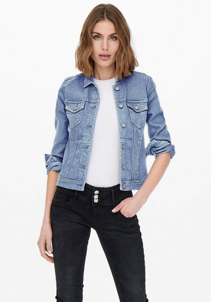 ONLY Jeansjacke ONLWONDER – Jeansjacke mit Teilungsnähten und Stretch sehr figurbetont, casual, Denim, Baumwollmischung, Brusttaschen von ONLY