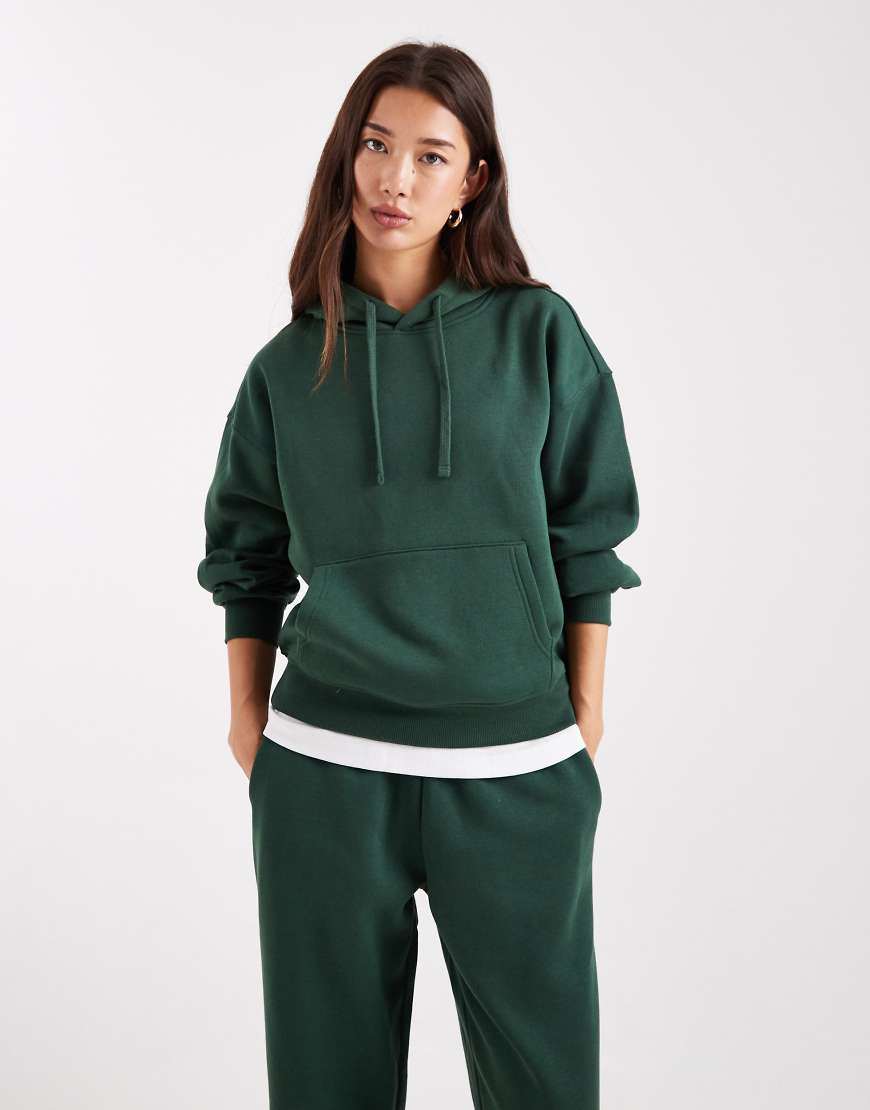 ONLY - Jersey-Kapuzenpullover in Dunkelgrün, Kombiteil von ONLY