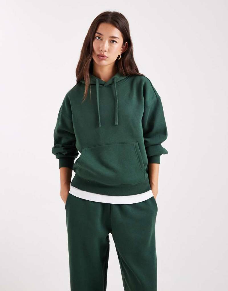 ONLY - Jersey-Kapuzenpullover in Dunkelgrün, Kombiteil von ONLY