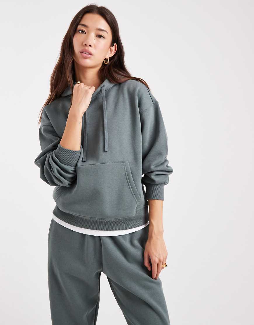 ONLY - Jersey-Kapuzenpullover in Grün, Kombiteil von ONLY