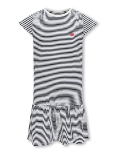 ONLY KIDS Mädchen Kleid KOGPISA LIFE CAP SL DRESS JRS (DE/NL/SE/PL, Numerisch, 140, Regular, cloud dancer) von ONLY