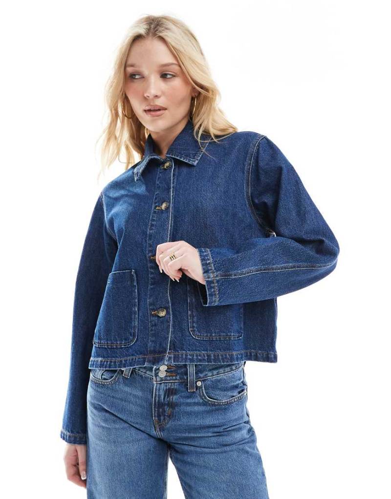 ONLY - Kastige Jeansjacke in Mittelblau von ONLY