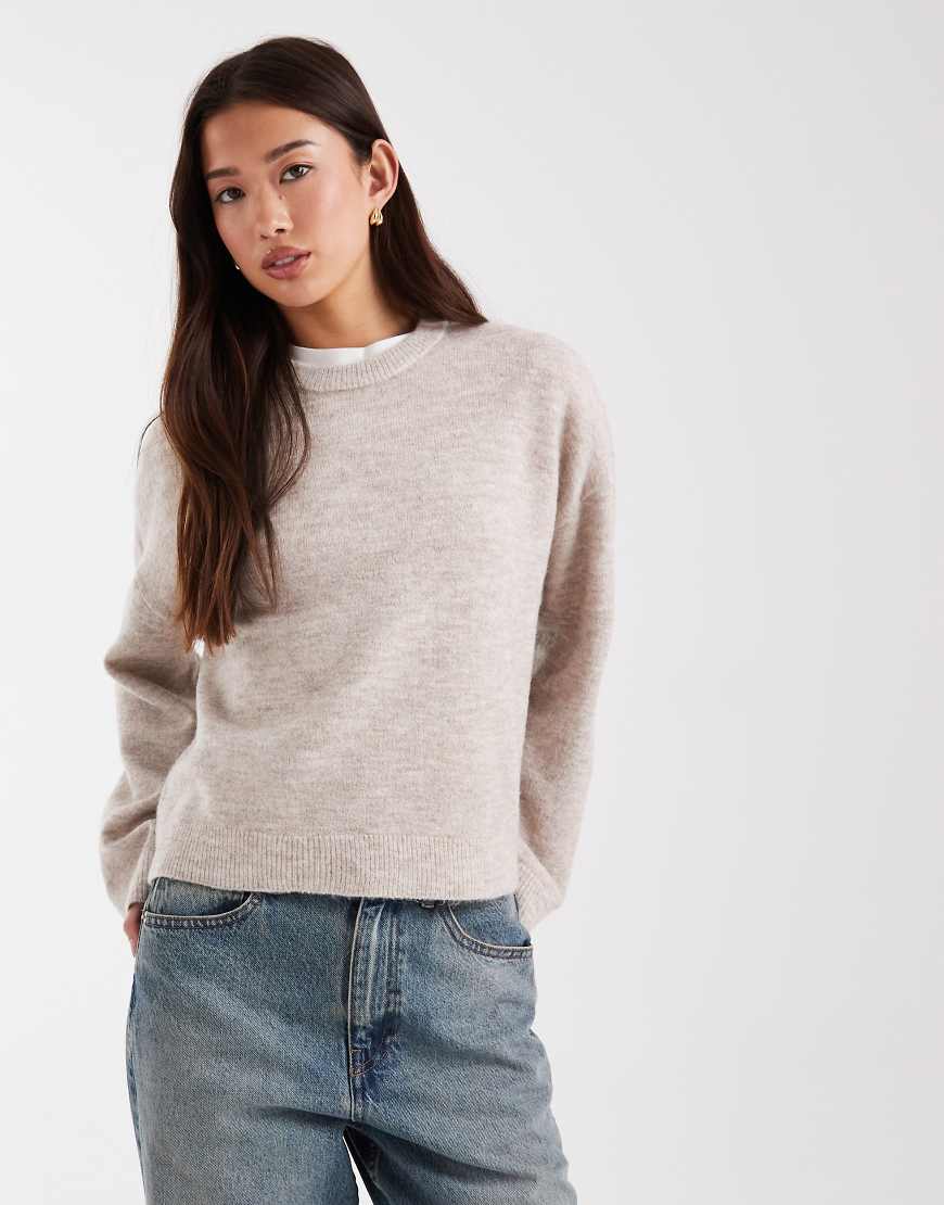 ONLY - Kastiger Pullover in Beige mit Rundhalsausschnitt-Neutral von ONLY