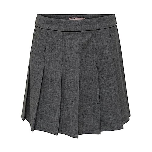 ONLY Kids Faltenrock KOGOXFORD Short Pleat Skirt TLR (as3, Numeric, Numeric_128, Regular, Dark Grey Melange) von ONLY