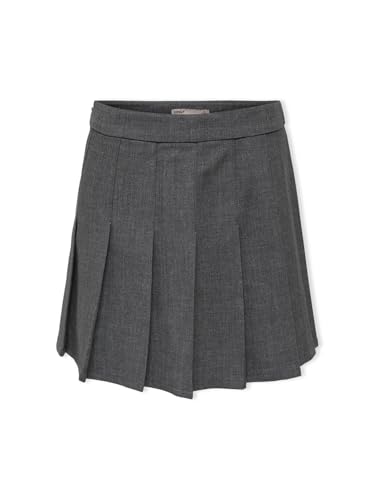 ONLY Kids Faltenrock KOGOXFORD Short Pleat Skirt TLR (as3, Numeric, Numeric_140, Regular, Dark Grey Melange) von ONLY