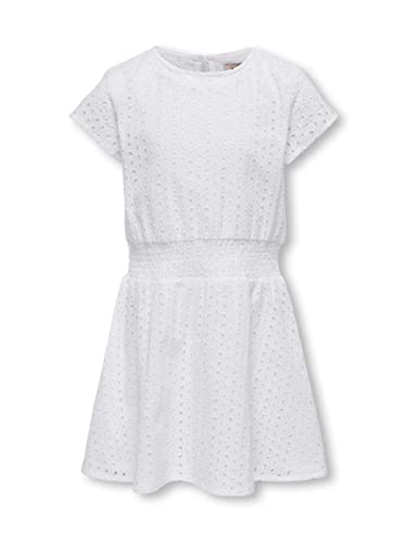 ONLY Kids Mädchen Kleid KOGLALMA SOLVEIG Short Sleeve Dress WVN gular (as3, Numeric, Numeric_140, Regular, Bright White) von ONLY