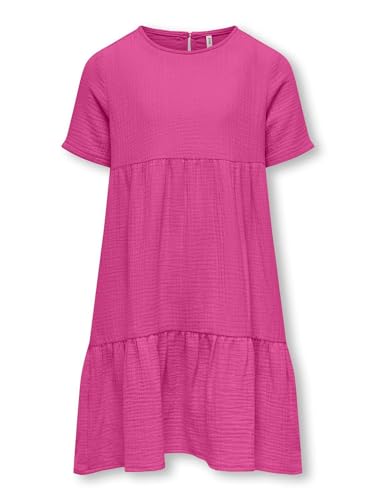 ONLY Kids Mädchen Kleid KOGTHYRA S/S Layered Dress WVN (DE/NL/SE/PL, Numerisch, 140, Regular, dunkelrosa) von ONLY