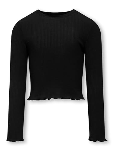 ONLY Kids Mädchen Langarmshirt KOGFLIKA L/S Structure TOP JRS (DE/NL/SE/PL, Numerisch, 152, Regular, Black) von ONLY