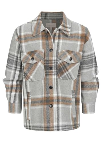 ONLY Kids Mädchen Shaket Hemdjacke Karo Muster 4-Pockets chipmunk braun grau von ONLY