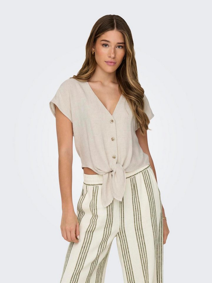 ONLY Kurzarmbluse ONLSIESTA SS KNOT LIN BL SHIRT PNT NOOS mit Leinen von ONLY