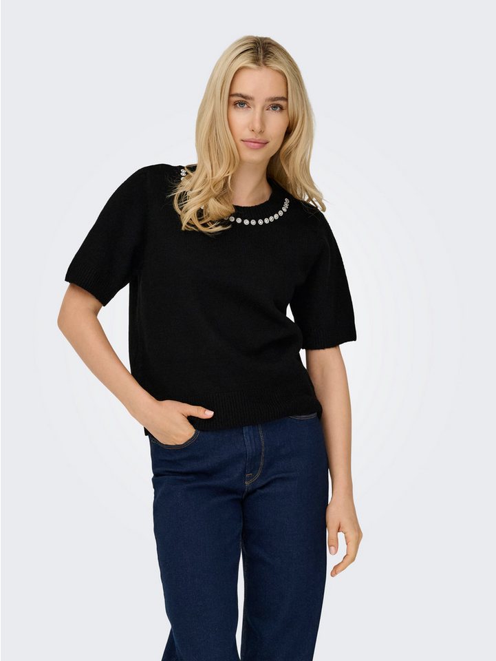 ONLY Kurzarmpullover ONLABBY LIFE SS BLING TOP O-NECK KNT von ONLY