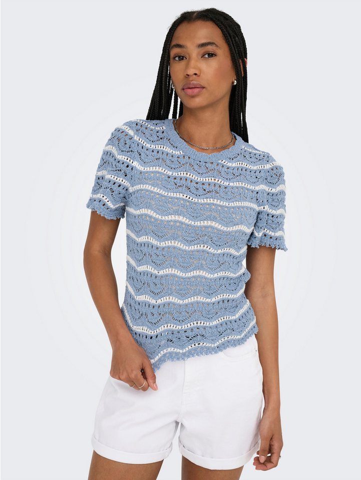 ONLY Kurzarmpullover ONLANNASOFIA LIFE SS STRIPE O-NECK KNT von ONLY