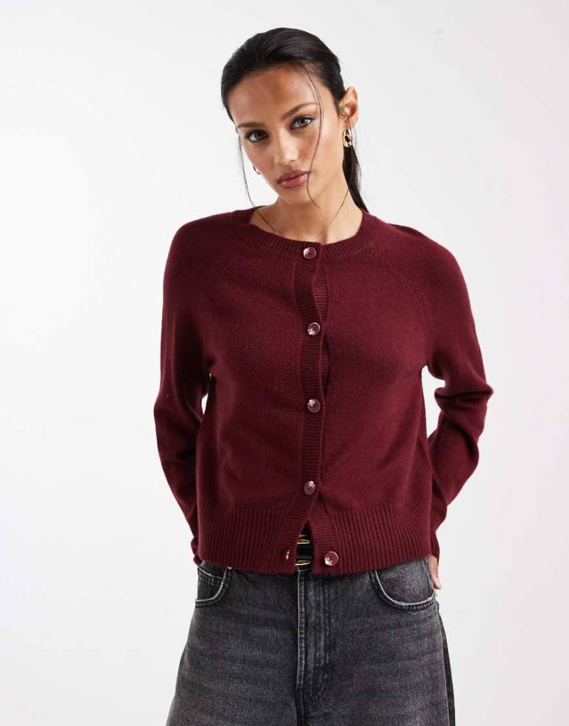 ONLY - Kurze Strickjacke in Burgunderrot von ONLY