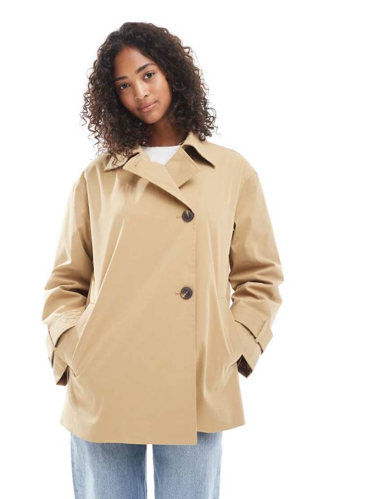 ONLY - Kurzer Trenchcoat in Beige mit asymmetrischem Design-Neutral von ONLY