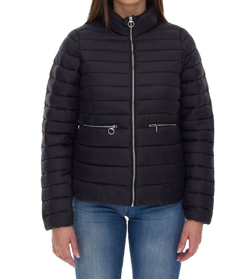 ONLY Madeline Damen stylische Stepp-Jacke Übergangs-Jacke mit Stehkragen Basic-Jacke 15242441 Schwarz von ONLY