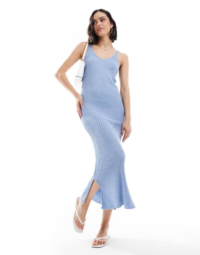 ONLY - Midaxi-Strickkleid in Hellblau von ONLY