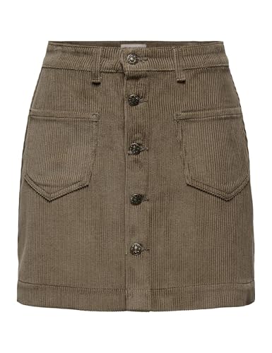 ONLY Mini Cord Rock Kurzer High Waist Skirt mit Knopfleiste und Fronttaschen ONLAMAZING, Farben:Dunkelbraun,Größe Damen:M von ONLY