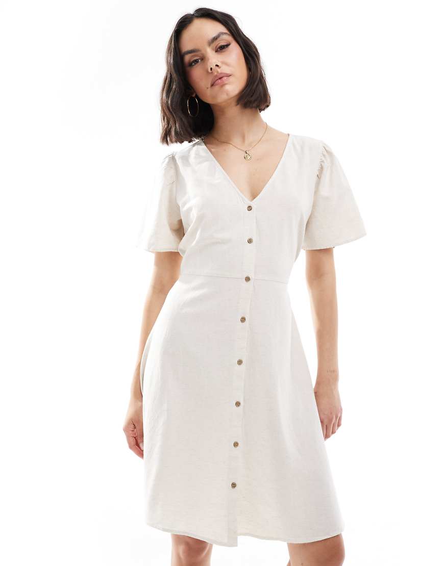 ONLY - Minikleid aus Leinenmix in Steinbeige-Neutral von ONLY