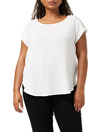 ONLY Damen Einfarbige Kurzarm Bluse | Basic Rundhals Ausschnitt | Blusen T-Shirt Blouse Oberteil ONLVIC, Farben:Weiß, Größe:44 von ONLY
