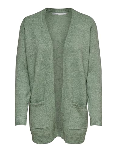 ONLY Damen Lange Strickjacke mit Taschen Stretch Casual Langarm ONLLESLY Open Cardigan Noos Gerippt, Farben:Hellgrün, Größe:XS von ONLY