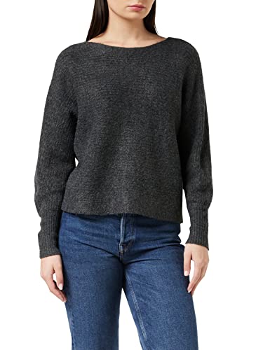 ONLY Damen Lockerer Strickpullover | Knitted Basic Stretch Sweater | Langarm Rundhals Shirt ONLDANIELLA, Farben:Dunkelgrau, Größe:L von ONLY