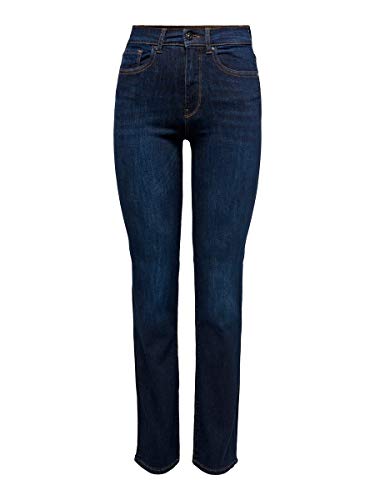 ONLY NOS Damen ONLFNAHLA HW STRAIGHT BB SOO2524 NOOS Straight Jeans,, per pack Blau (Dark Blue Denim Dark Blue Denim), 36/L30 (Herstellergröße: 27) von ONLY