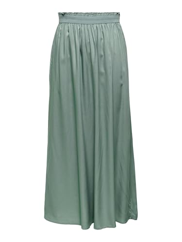 ONLY Damen Maxi Falten Rock | Einfarbiger Plissee Skirt mit Gummizug | Wadenlanges Basic ONLVENEDIG, Farben:Grün, Größe:XL von ONLY