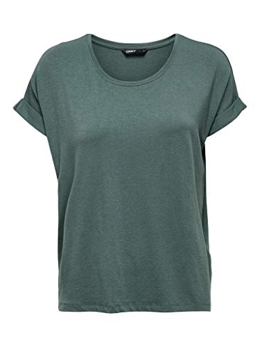 JDY Damen Einfarbiges T-Shirt | Basic Rundhals Ausschnitt Kurzarm Top | Short Sleeve Oberteil ONLMOSTER, Farben:Grün, Größe:M von ONLY