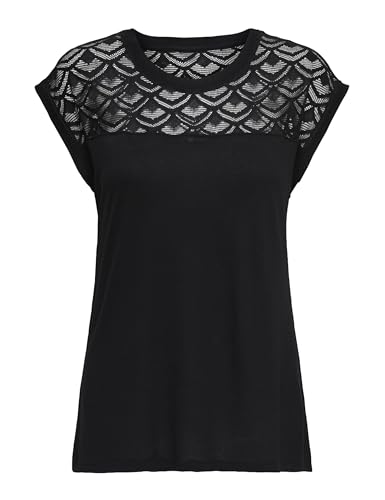 ONLY Damen Regular Fit T-Shirt onlNICOLE S/S Mix TOP NOOS 15151008, Einfarbig, Gr. 40 (Herstellergröße: L), Schwarz (Black) von ONLY