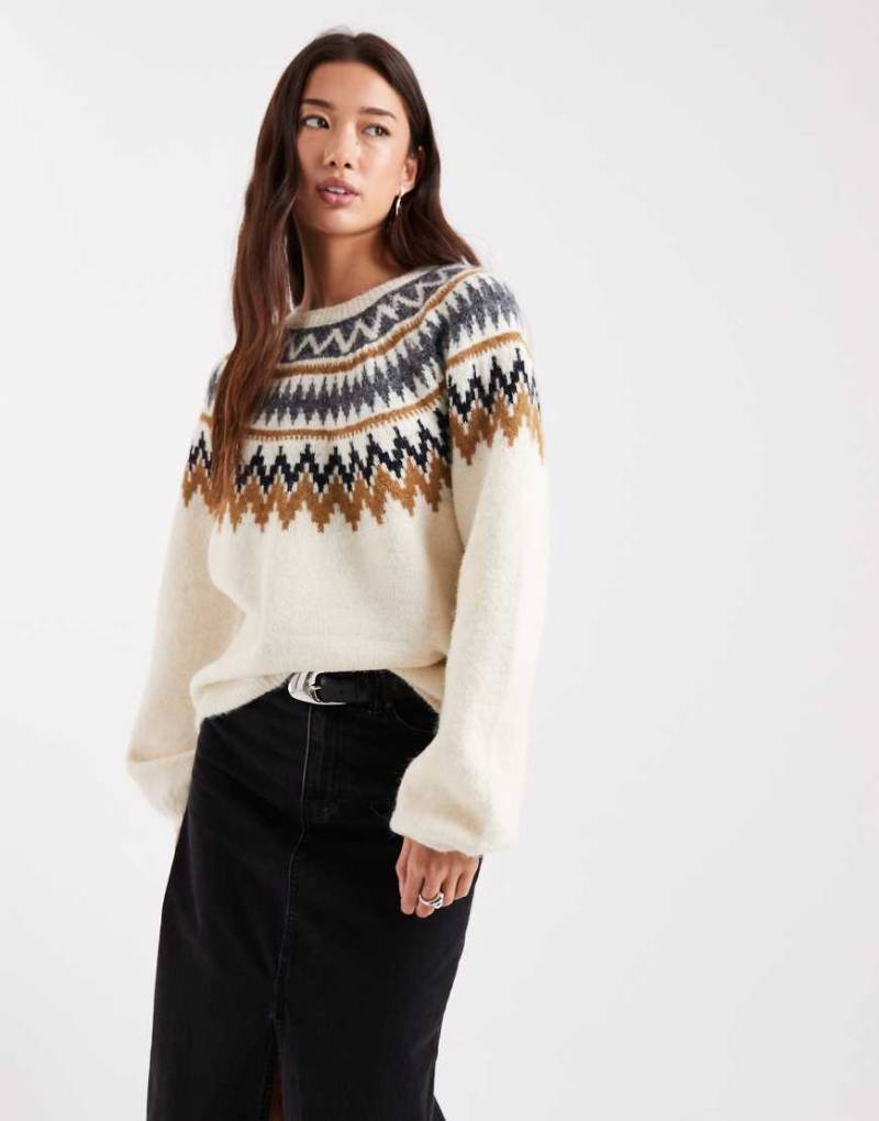 ONLY - Norwegerpullover in Beige mit Ballonärmeln-Neutral ONLY - Norwegerpullover in Beige mit Ballonärmeln-Neutral von ONLY