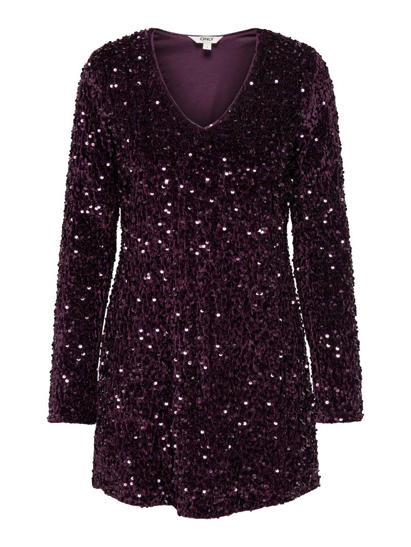 ONLY - ONLANIKA LS SEQUINS V-NECK DRESS WVN winetasting - Gr. - L von ONLY