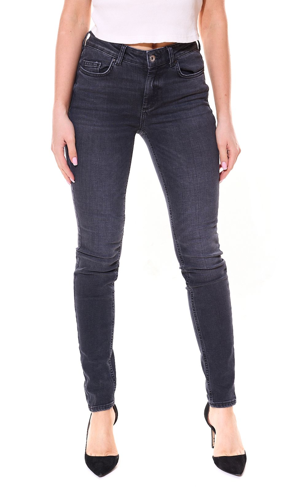 ONLY ONLBLUSH Damen Jeans Skinny-Fit Denim-Hose im 5-Pocket-Style 26314442 Dunkelgrau von ONLY