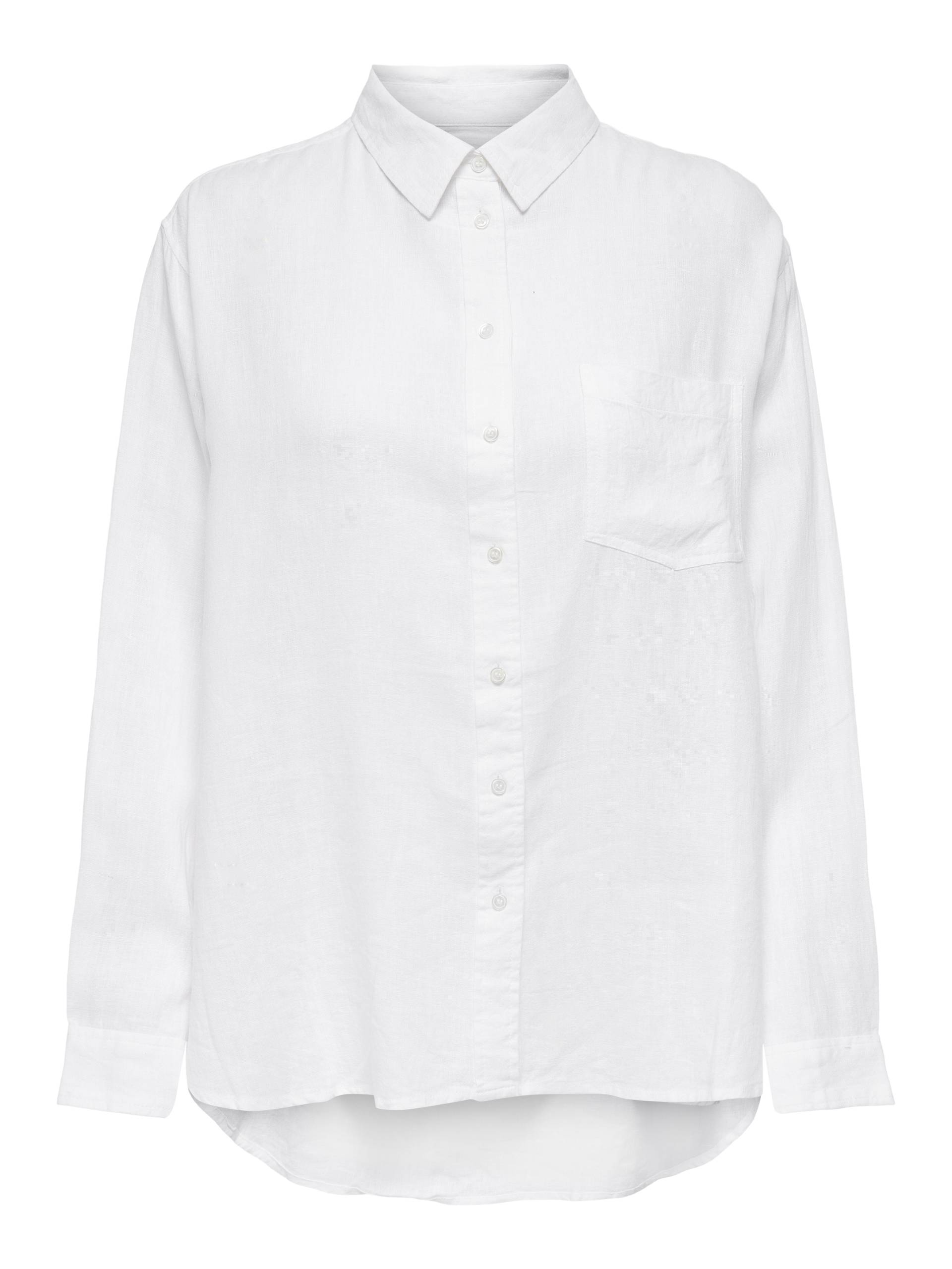 ONLY - ONLBRUXELLES L/S LIN BL SHIRT PNT NOOS bright white - Gr. - XS von ONLY