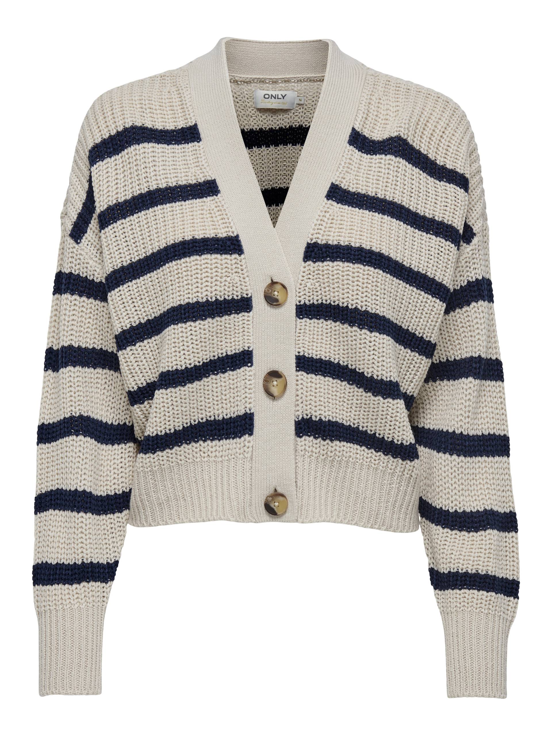 ONLY - ONLCAROLNICE STRIPE CARDIGAN KNT NOOS pumice stone - Gr. - S von ONLY