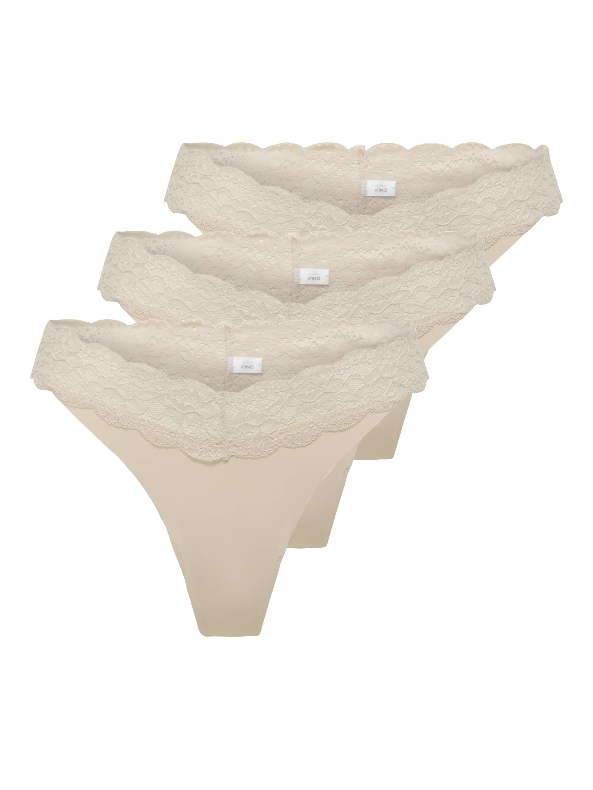 ONLY - ONLCHLOE LACE S.S THONG 3-PACK ACC NOOS peach taffy - Gr. - M von ONLY