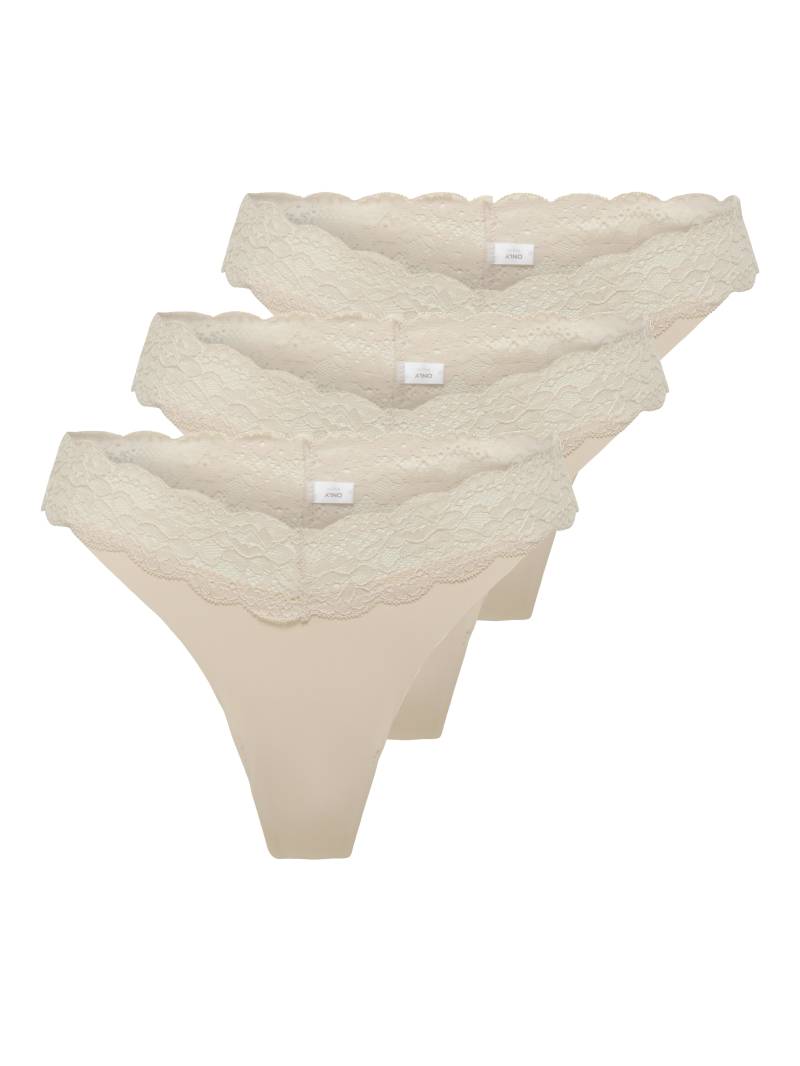 ONLY - ONLCHLOE LACE S.S THONG 3-PACK ACC NOOS peach taffy - Gr. - XL von ONLY