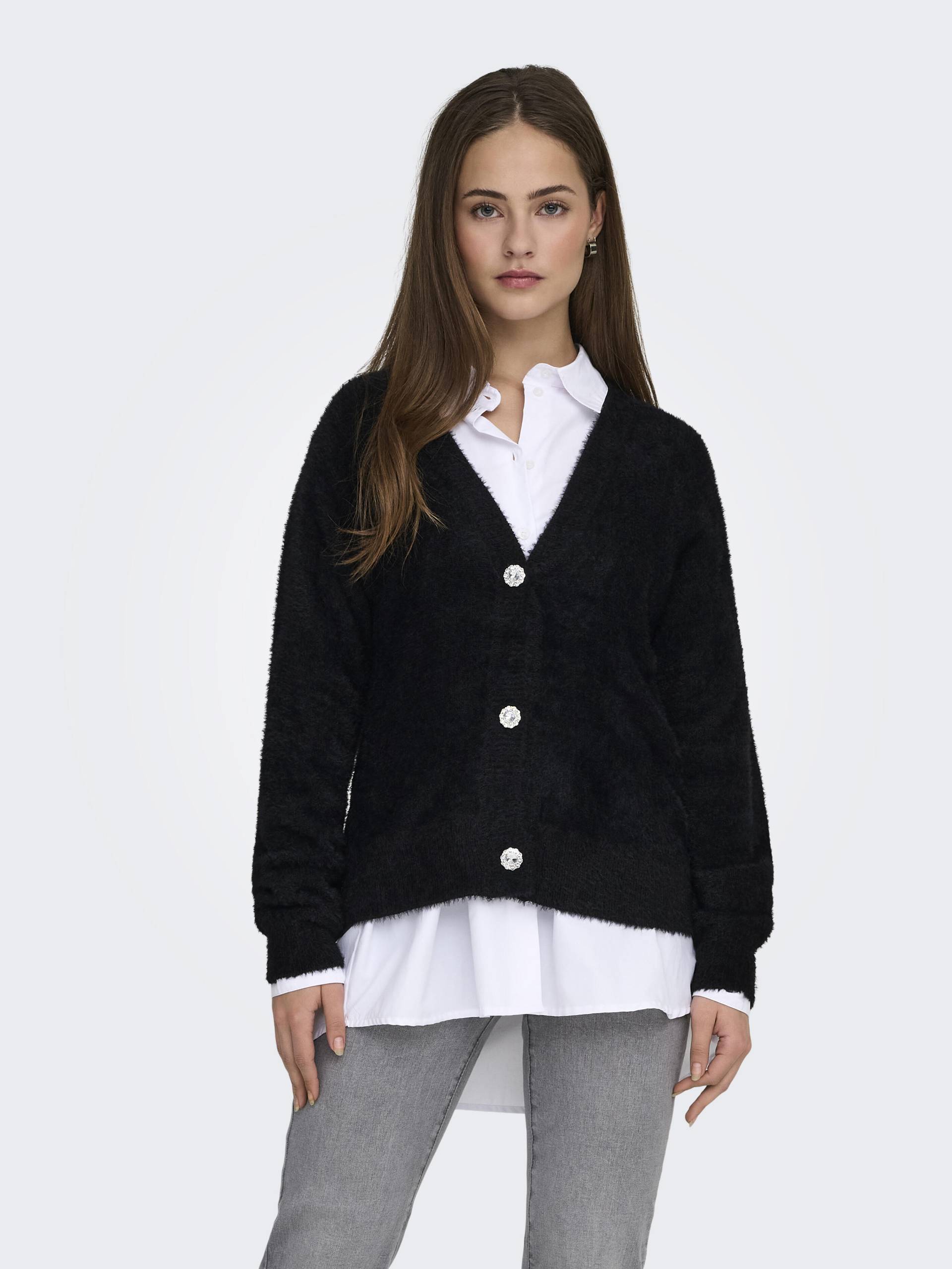 ONLY - ONLELLA PIUMO LS CARDIGAN KNT black - Gr. - L von ONLY