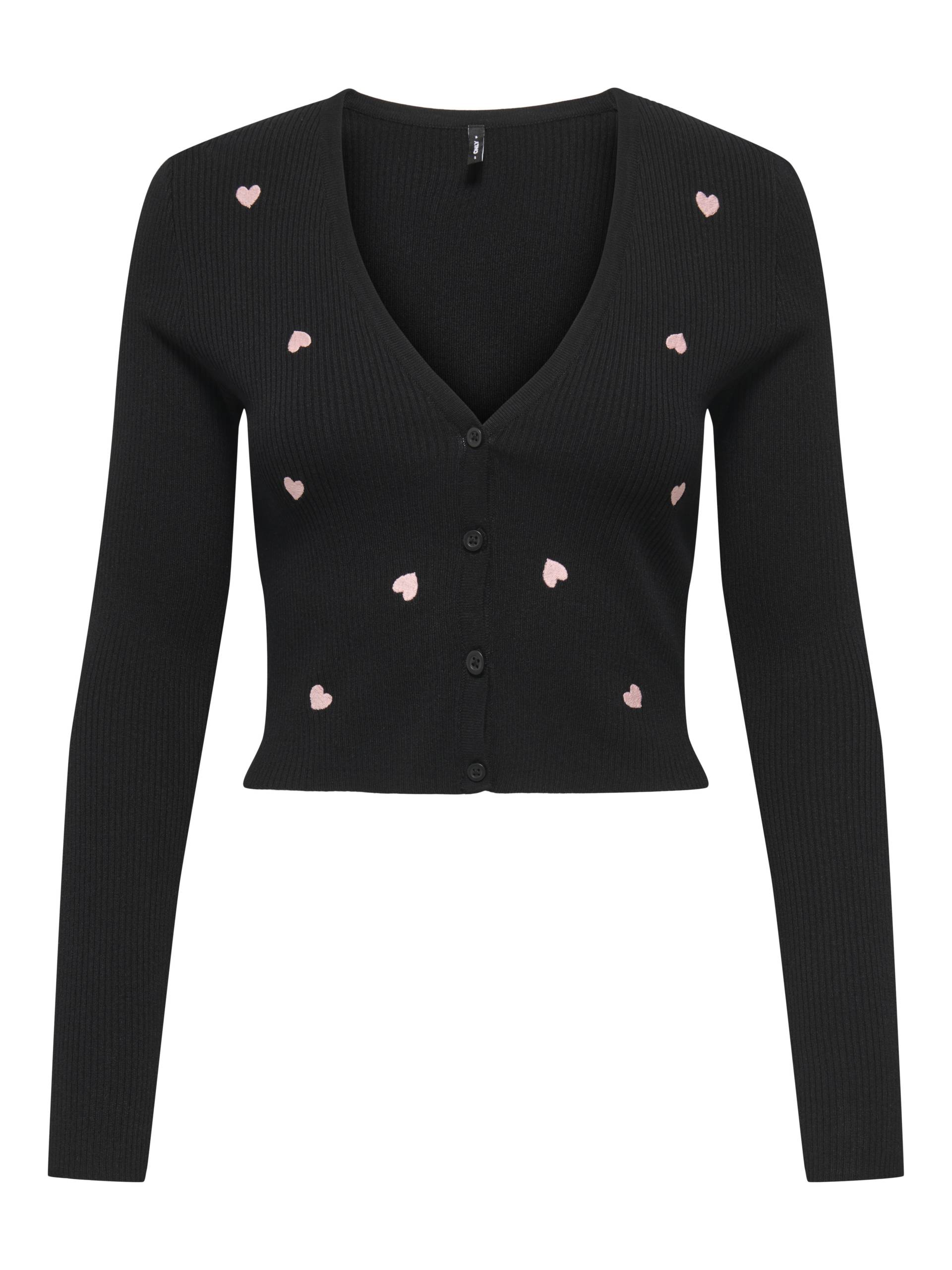 ONLY - ONLEMBA EMB LS V-NECK CARDIGAN EX KNT black - Gr. - L von ONLY