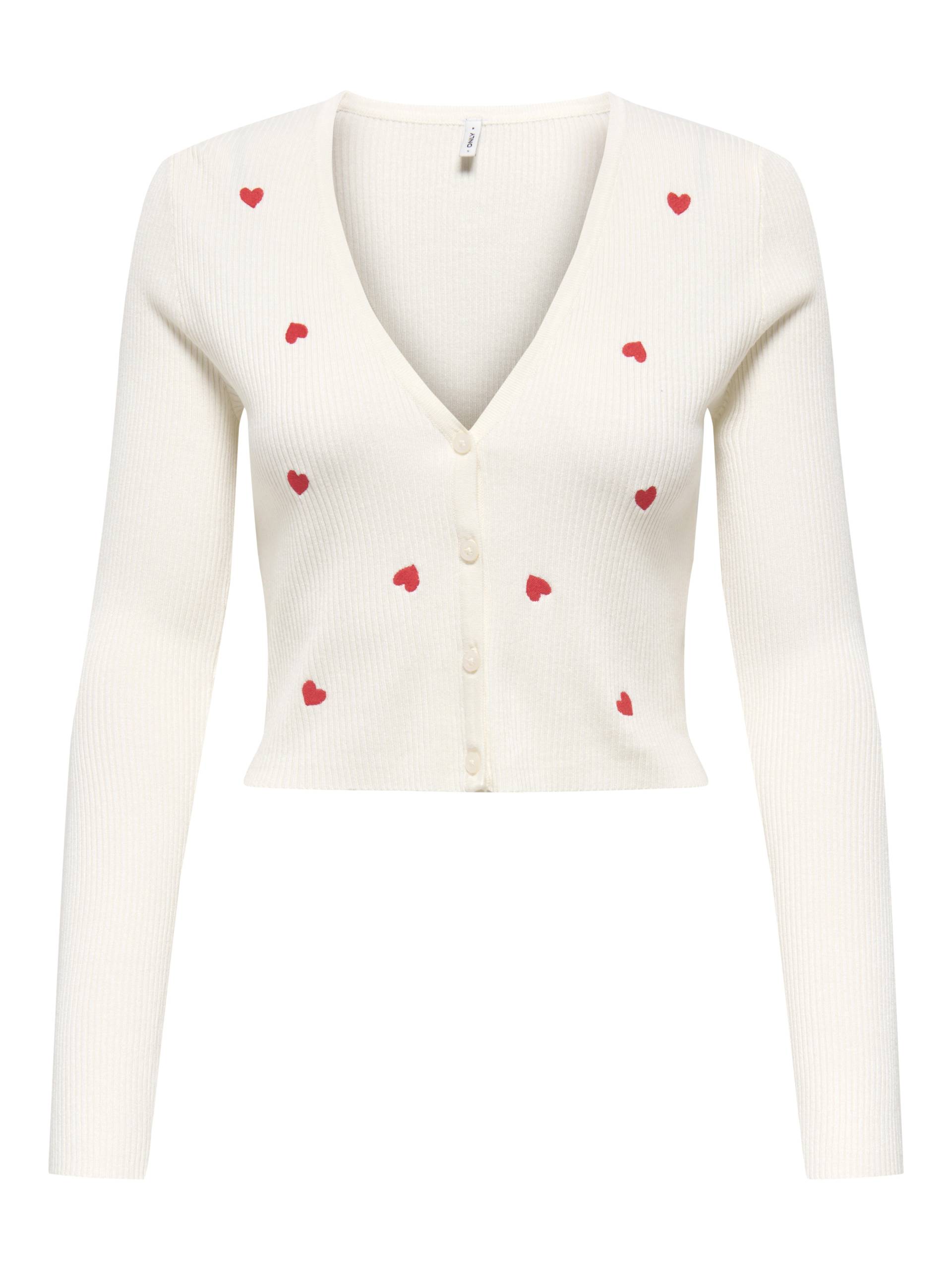 ONLY - ONLEMBA EMB LS V-NECK CARDIGAN EX KNT cloud dancer - Gr. - L von ONLY