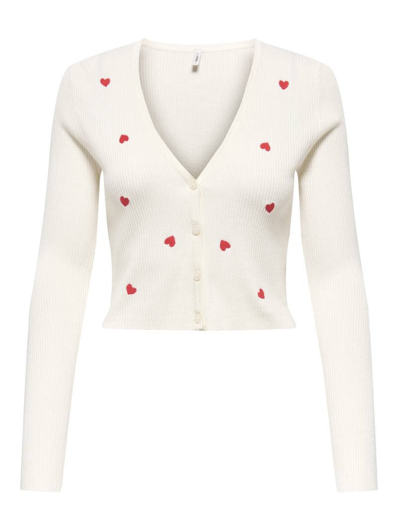 ONLY - ONLEMBA EMB LS V-NECK CARDIGAN EX KNT cloud dancer - Gr. - L von ONLY