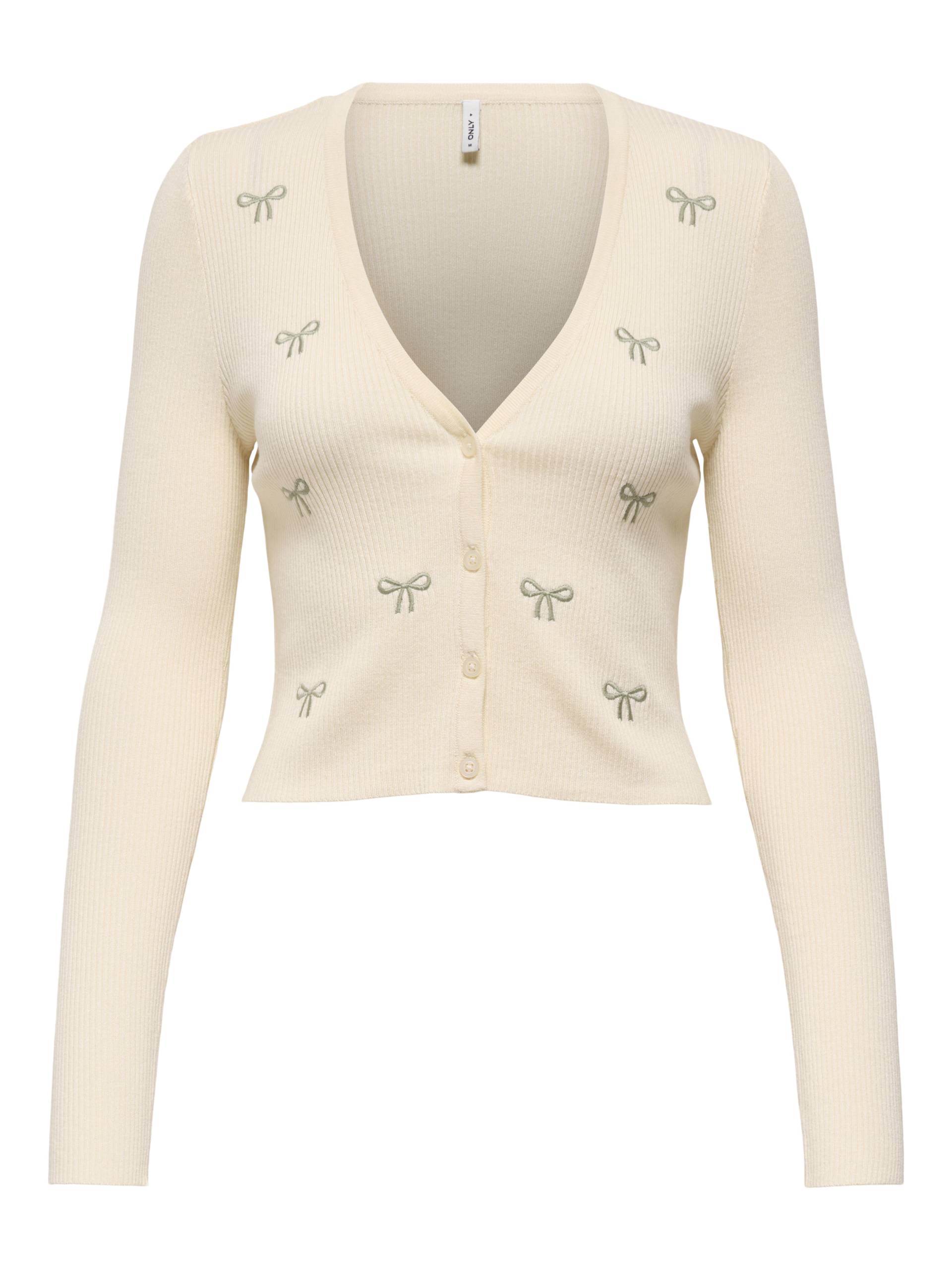 ONLY - ONLEMBA EMB LS V-NECK CARDIGAN EX KNT ecru - Gr. - L von ONLY
