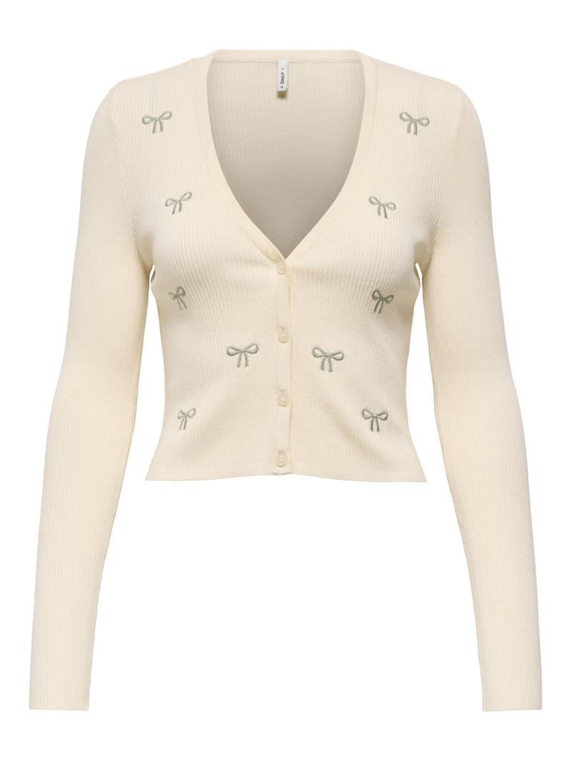 ONLY - ONLEMBA EMB LS V-NECK CARDIGAN EX KNT ecru - Gr. - L von ONLY