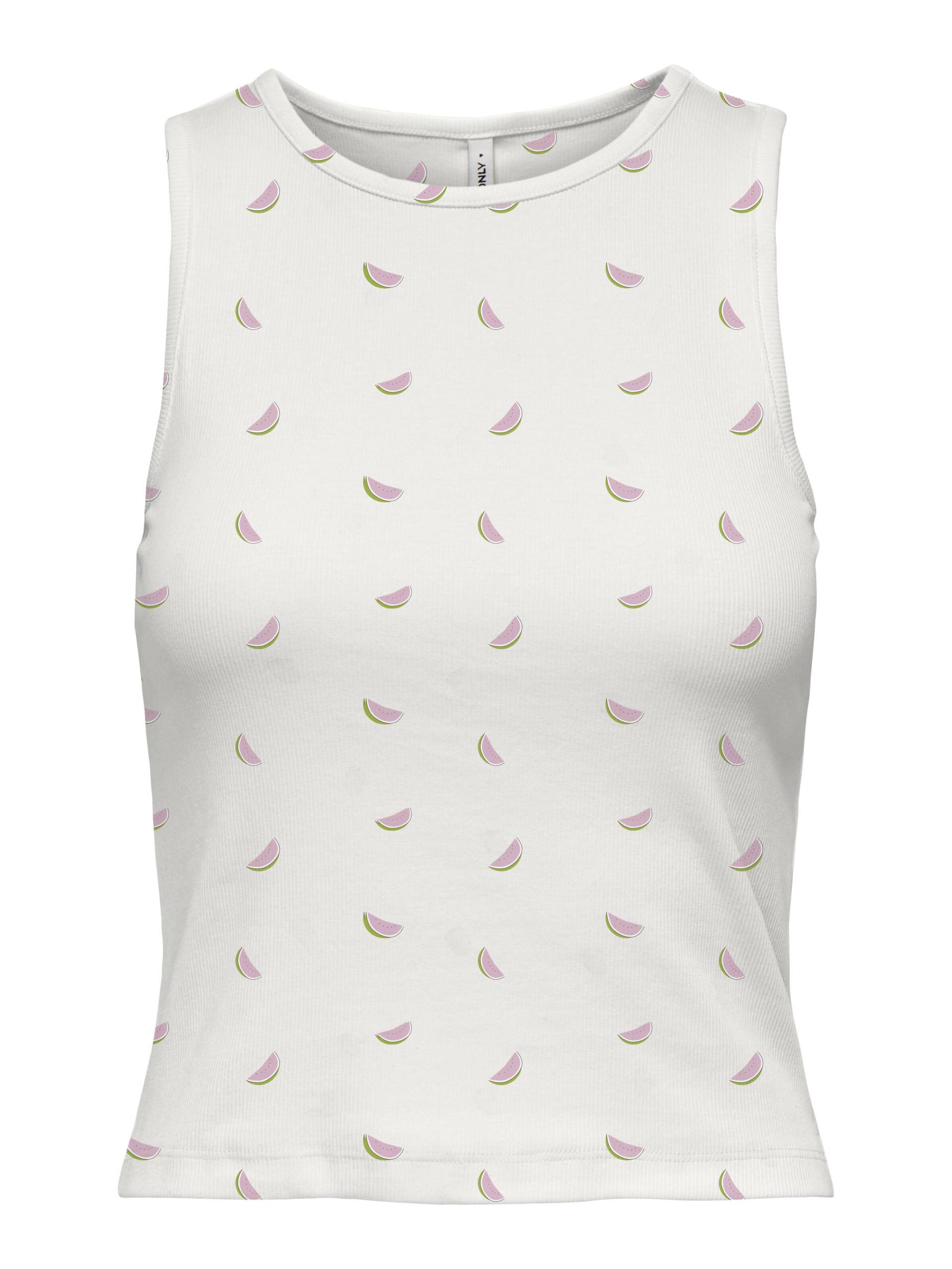 ONLY - ONLFENJA S/L AOP CROPPED TOP CS JRS cloud dancer - Gr. - XL von ONLY