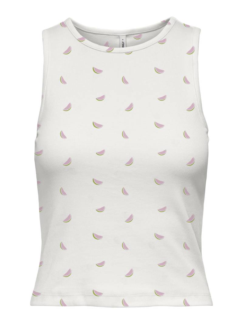 ONLY - ONLFENJA S/L AOP CROPPED TOP CS JRS cloud dancer - Gr. - XL von ONLY