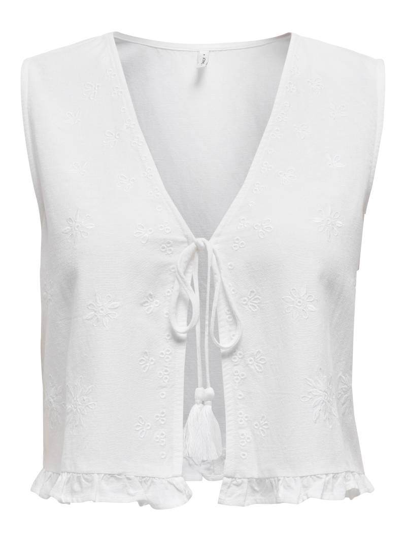 ONLY - ONLJAKIRI LINEN S/L EMB VEST PTM bright white - Gr. - M von ONLY