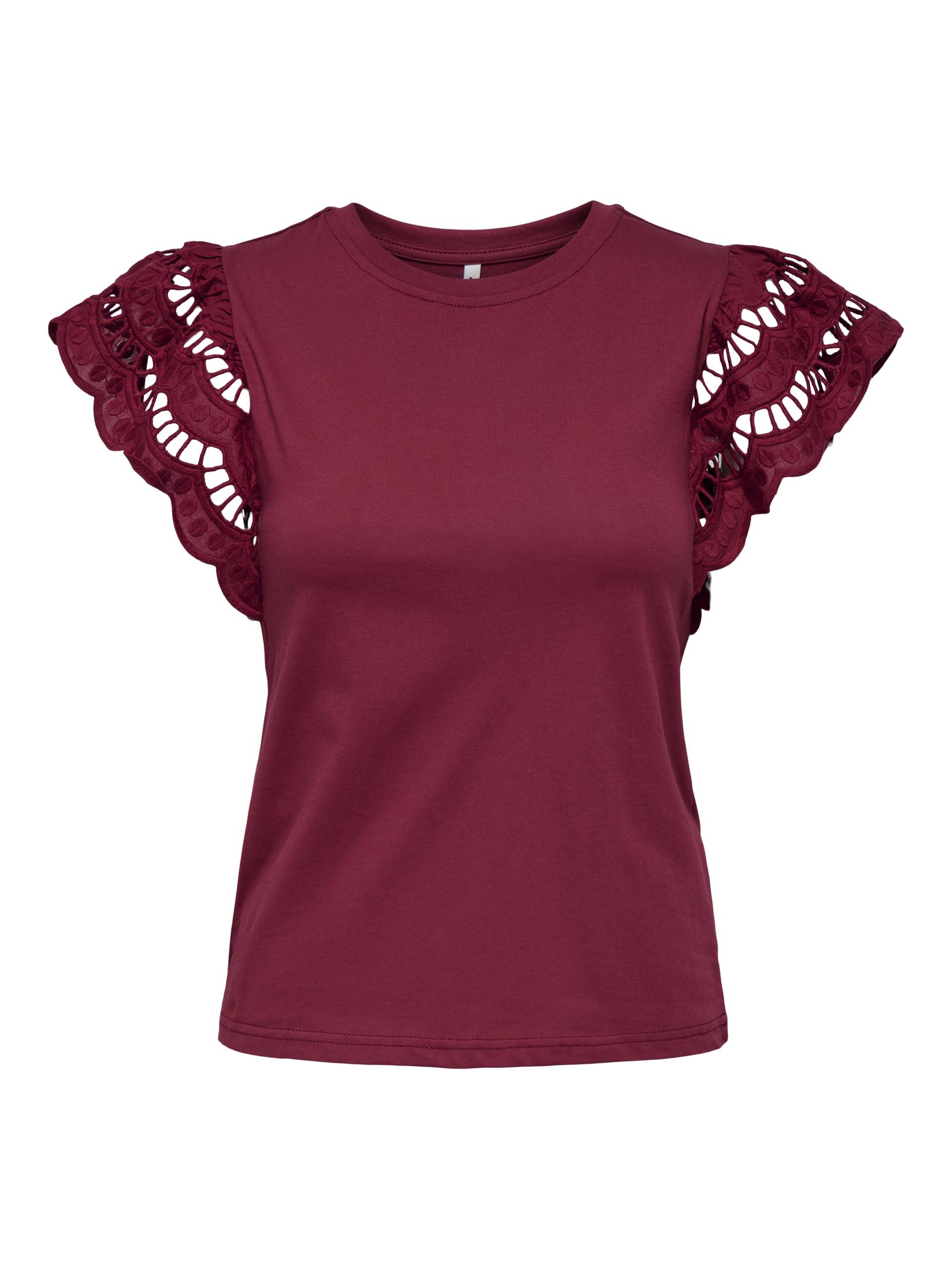 ONLY - ONLMACY S/S O-NECK MIX TOP BOX JRS ruby wine - Gr. - XS von ONLY