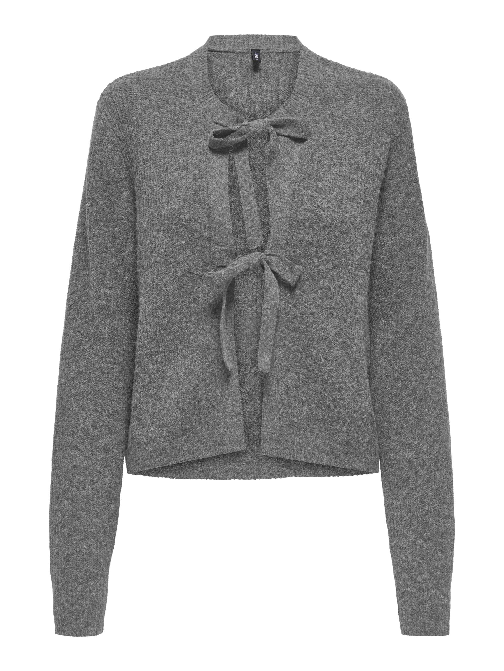ONLY - ONLMALIS BOW LS CARDIGAN EX KNT medium grey melange - Gr. - M von ONLY
