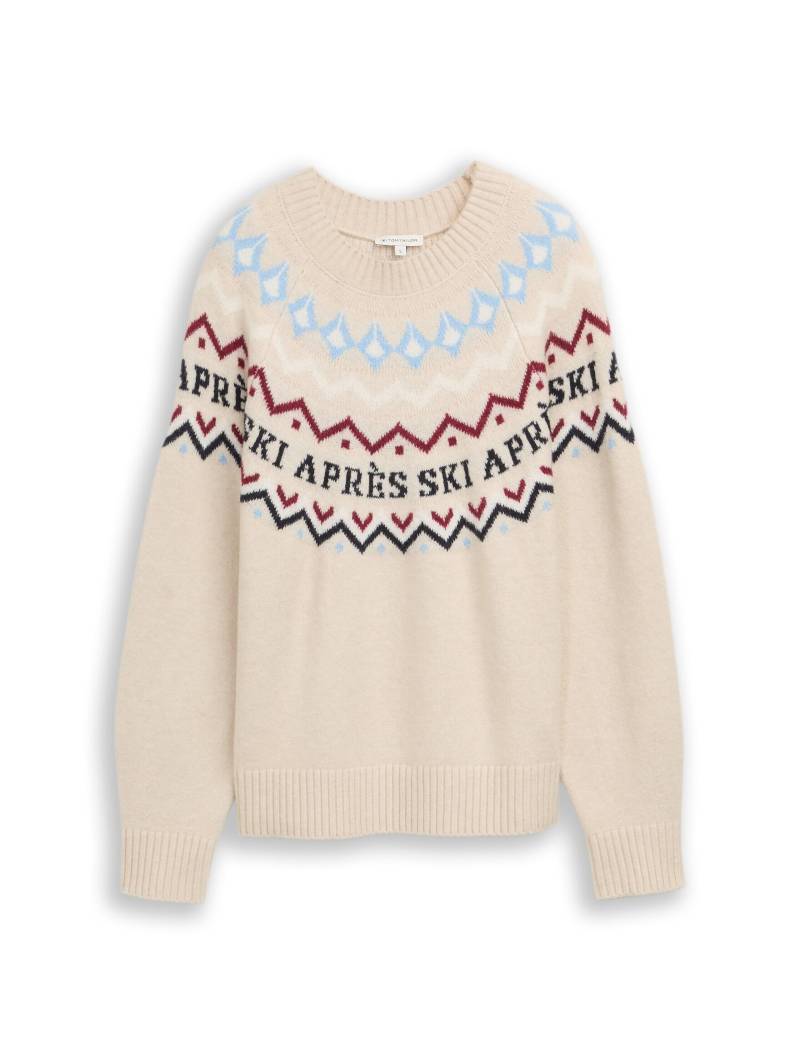 Tom Tailor - Strickpullover mit Rundhalsausschnitt sand stone beige melange - Gr. - M von Tom Tailor